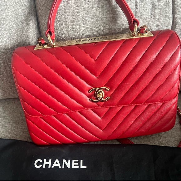 Chanel red trendy CC top handle shoulder bag - Picture 4 of 16